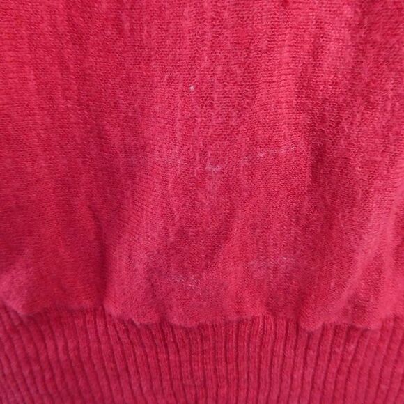 Athleta Linen Cotton Blend Wide Neck Pullover Sweater Pink Ribbed Contrast XS - Picture 4 of 10